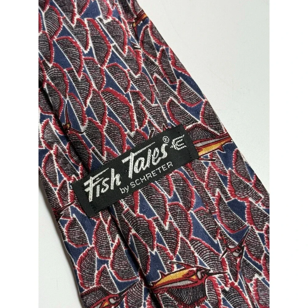 Fish Tales By Schreter Hand Finished All Silk Sailfish Neck Tie